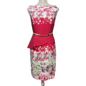 Antonio Melani Peplum Vibrant Watercolors Dress Size 2